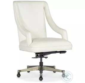 Solenne White Leather Swivel Tilt Executive Chair