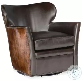 Raiden Brown Leather Swivel Club Chair