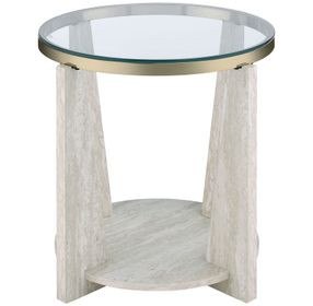 Wanda White Round Glass Top End Table