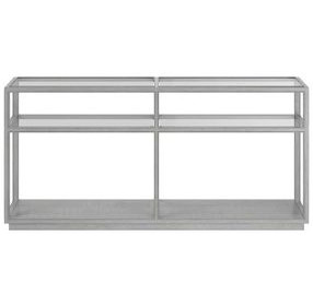 Glaze Vintage Blue Rectangular Glass Top Console Table