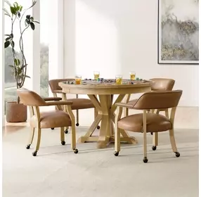 Rylie Natural Round Game Top Dining Room Set