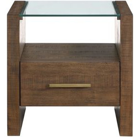 Garland Toffee Square Glass Top End Table