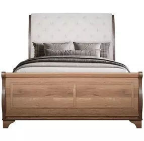 Coventry Hall Pecan King Upholstered Sleigh Bed