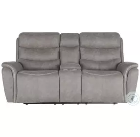 Kamari Gray Power Reclining 76" Console Loveseat Power Headrest And Footrest