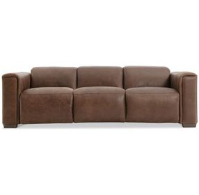 Billings Brown Leather 96" Power Reclining Sofa