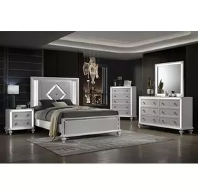 Stardust White Upholstered Panel Bedroom Set