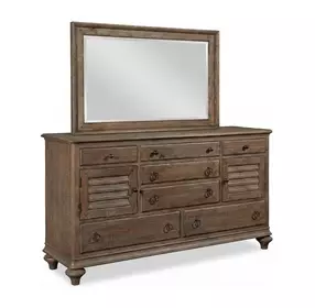 Homestead Pine Heather 7 Drawer Ellesmere Dresser with Rectangular Landscape Mirror