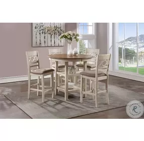 Cori Bisque And Brown 5 Piece Counter Height Dining Set