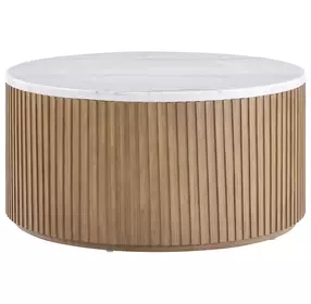 Colvin Brown and White Round Marble Top Coffee Table