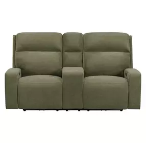 Traxton Jasper Moss 79" Zero Gravity Triple Power Reclining Loveseat with Tilt Console and USB Charging