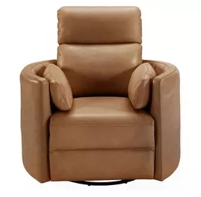 Arcadia Vintage Caramel Leather Swivel Glider Power Recliner with USB Charging