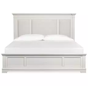 Kingston Whisper White and Gray King Upholstered Panel Bed