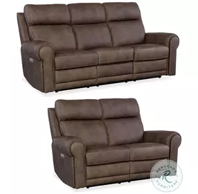 Duncan Dark Brown Power Reclining Living Room Set with Power Headrest And Lumbar