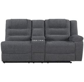 Redondo Dark Gray 66" Reclining RAF Console Loveseat