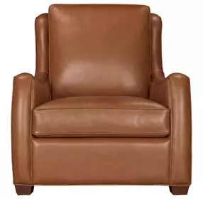 Channing Renaissance Cinnamon Leather Upholstered Accent Chair with Nailhead Trim