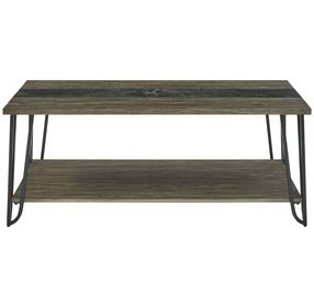 Harper Brown Rectangular Cocktail Table with Sintered Stone Inlay