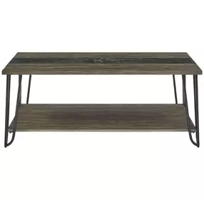 Harper Brown Rectangular Cocktail Table with Sintered Stone Inlay