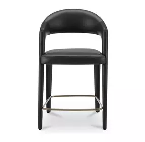 Martens Black Leather Upholstered Counter Height Stool