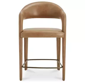 Martens Brown Leather Upholstered Counter Height Stool