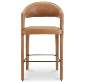Martens Brown Leather Upholstered Bar Stool