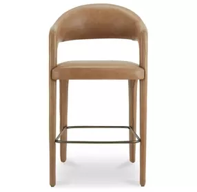 Martens Brown Leather Upholstered Bar Stool