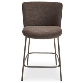 Early Dark Brown Upholstered Counter Height Stool