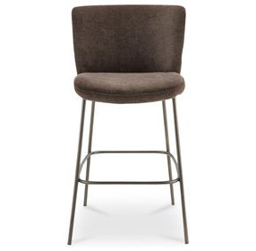 Early Dark Brown Upholstered Bar Stool