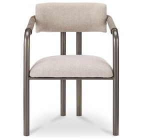 Cassidy Beige and Brown Performance Fabric Upholstered Dining Chair