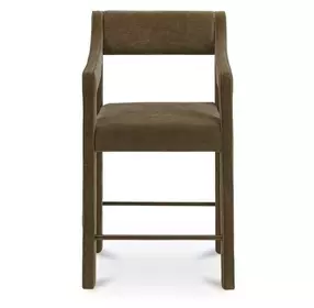 Elise Cedar Green Performance Fabric Upholstered Counter Height Stool