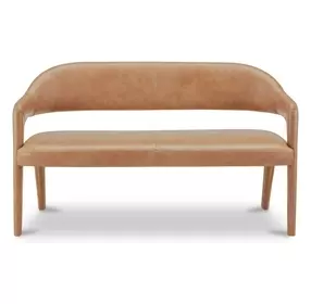 Martens Tan Leather Upholstered Dining Bench