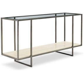 Harlow Bronze And White Travertine Stone Metal Console Table
