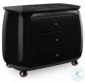 Cabochon Tree And Piano Black 3 Drawer Nightstand
