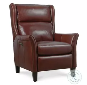 Harrowford Benjamin Burgundy Leather Power Recliner with Power Headrest