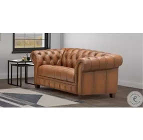 Haworth Saddle Brown Top Grain Leather Loveseat