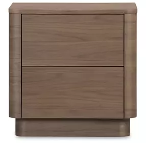 Round Off Tall Walnut Brown 2 Drawer Nightstand
