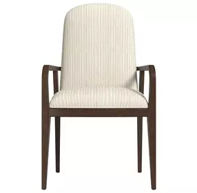 Verge Handcrafted Walnut and Beige Upholstered Arm Chair