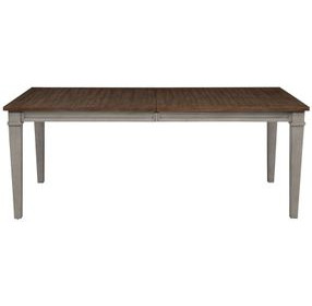 Mariana Vintage Cream and Brown 96" Extendable Rectangular Dining Table