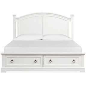 Crownfall Whisper White and Cerused Nutmeg Queen Storage Panel Bed