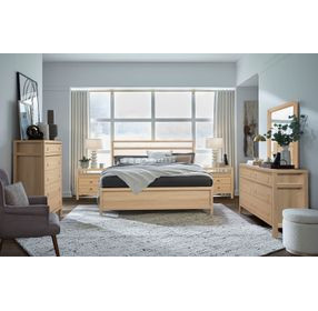 Merrifield Sandstone Beige and White Upholstered Panel Bedroom Set