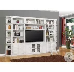 Rawlins Cottage White 6 Piece Entertainment Wall with Ladder