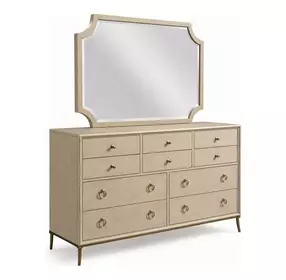 Lenox Alabaster 10 Drawer Ventura Dresser with Rectangular Sarbonne Mirror