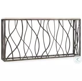 Melange Dark Satin Nickel Gray And With Marble Console Table