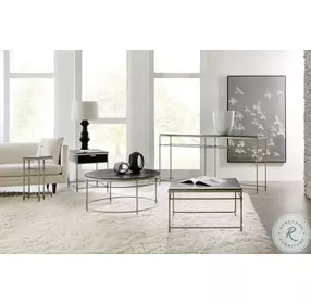 Bellmont Black And Brushed Pewter Metal Square Occasional Table Set