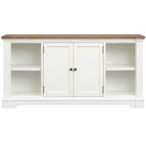 Crownfall Whisper White and Cerused Nutmeg 2 Door Credenza