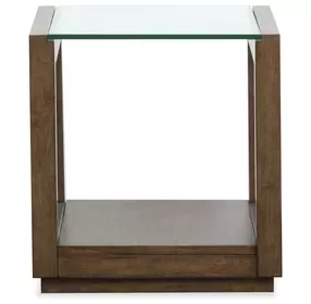 Sebastian Cinnamon Rectangular Glass Top End Table