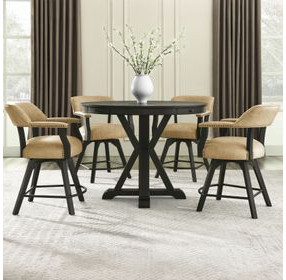 Rylie Black Round Counter Height Dining Room Set