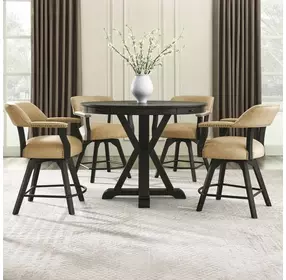 Rylie Black Round Counter Height Dining Room Set