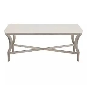Oakmere White and Aged Pewter Rectangular Quartz Top Cocktail Table