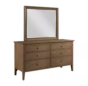 Pinecrest Bark 6 Drawer Glenwood Dresser with Rectangular Mirror