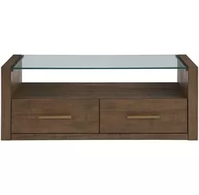 Garland Toffee Rectangular Glass Top Coffee Table with Casters